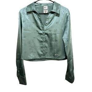 Nike Button Down Shirt Naomi Osaka Loose Fit Satin Green Size Small